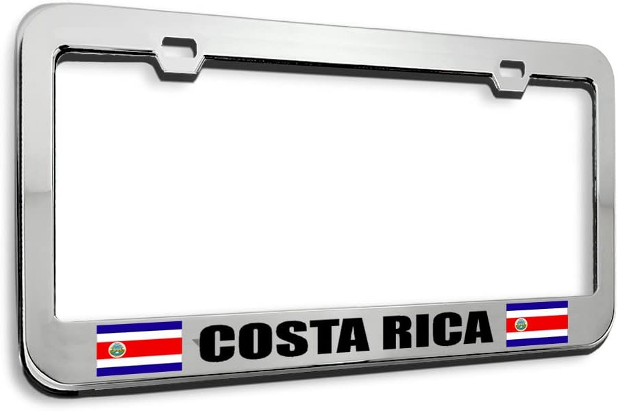 Speedy Pros Metal License Plate Frame Costa Rica Rican Flag Black Country Metal Car Accessories Stainless Steel 2 Holes 1 Frame