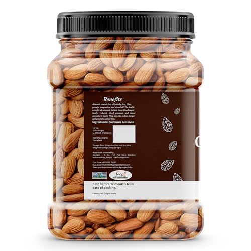Image of Go Vegan California Almonds 1Kg | Premium Badam Giri | High in Fiber & Boost Immunity | Real Nuts | Whole Natural Badam (500gm Each X 2 Jar)