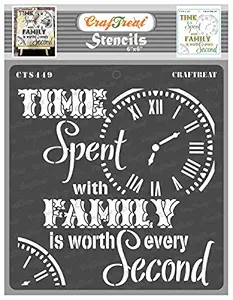 Family Stencil for Craft and Art - Family Time - Size: 6X6 Inches - Stencils Home Decor - Quotes Stencils for Painting - Home Decor Word Stencils - Stencils for Quotes