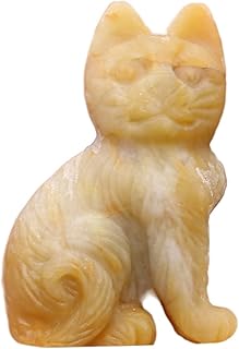 AAKOMA 1 Estatua de Gato de la Suerte Natural, Cristal de Cuarzo Rosa, Piedra de Ojo de Tigre, artesanía de Gemas Animales, decoración del hogar (Color : Tiger Eye Stone, Size : 30x50mm)