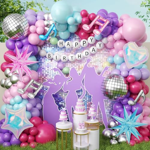 Image of JOGAMS 204Pcs Kpop Music Hunter Balloon Arch Kit,Disco Balloon Arch Kit with Iridescent Star Heart Link Music Note Disco Ball Balloons for Karaoke Songstar Fans Birthday Bachelorette Prom Party