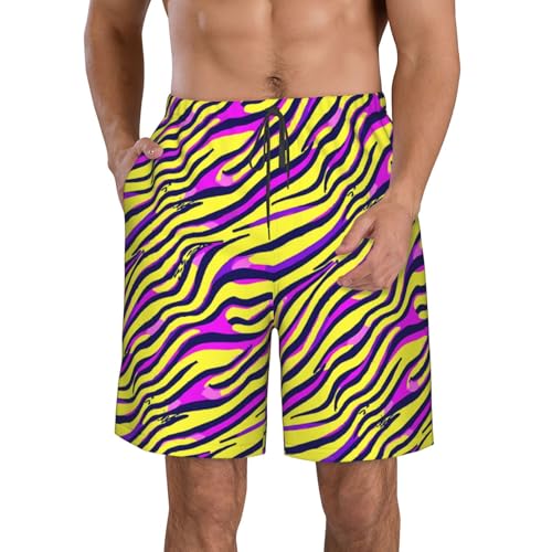 Turquoise Yellow Checkerboard Men's Beach Shorts Quick Dry Swim Shorts with Pockets Summer Casual Swim Trunks