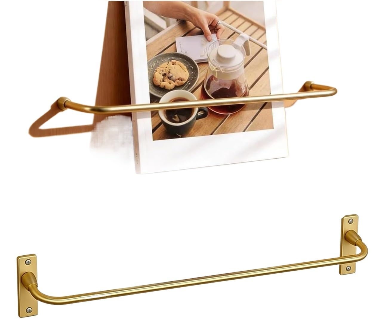 NIUSABOU Aluminum Shelf Guard, Gold Metal Shelf Guard Rail, 36-107cm, for Cabinets and Shelves(43cm)
