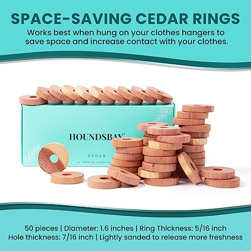 50 Cedar Rings for Clothes Storage & Closet Set - Drawer & Closet Freshener - Clothing Storage Accessories by HOUNDSBAY - Image 2