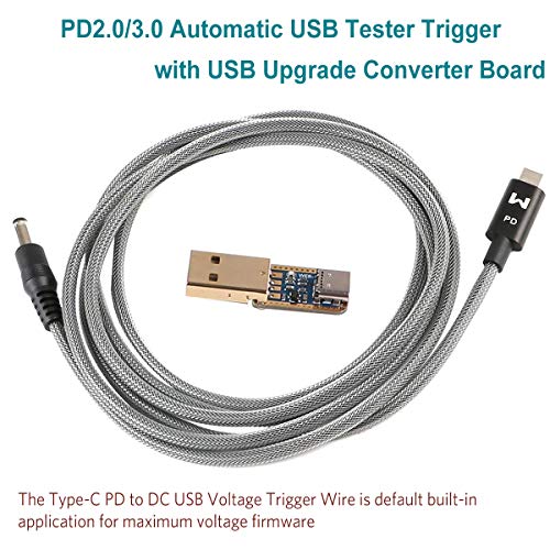 MakerHawk PD2.0/3.0 Automatic USB Tester Trigger Programmable Trigger Cable Voltage Current Tester Quick Charger Type-C PD to DC USB Voltage Trigger Wire with USB HID Adapter Upgrade Converter Board