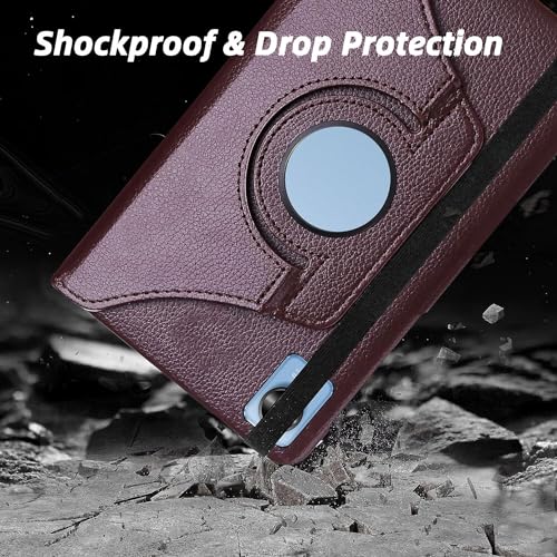Image of Realme Pad Mini 8.7 inch Tablet (Model FIT ONLY-: RMP2105 /RMP2106) 360 Degree Rotating Flip Case Cover (Brown)