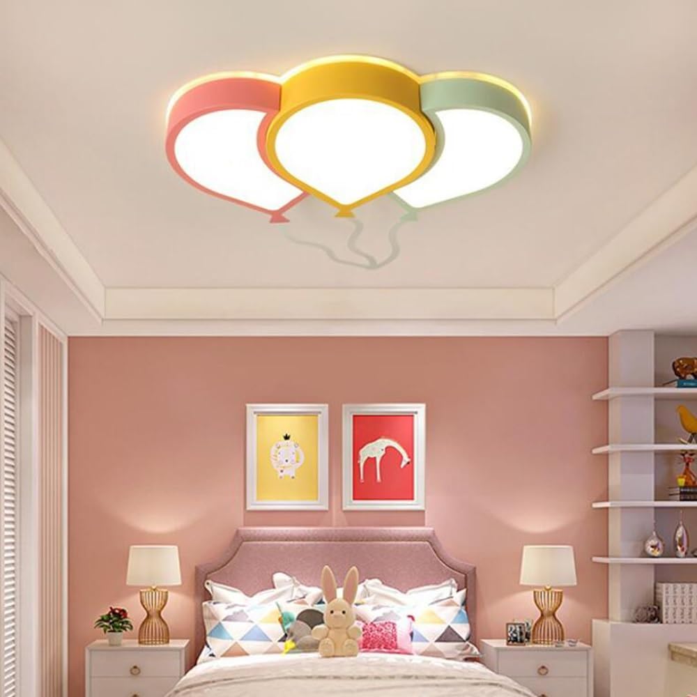 LED Ballon Deckenleuchte Für Kinder Kreativ Kinderzimmer Lampe 36W Dimmbar Mit Fernbedienung Jungen Und Mädchen Schlafzimmer Deckenlampe Acryl Lampenschirm Esszimmer Wohnzimmer Licht 3 Luftballons