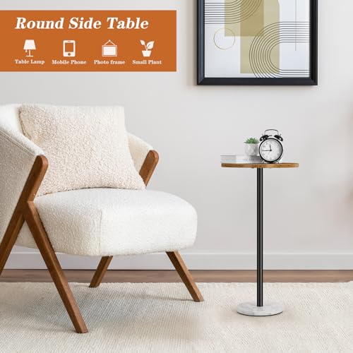 Round Side Table Set of 2 Small End Table Accent Table for Small Spaces Round Coffee Table Wood Rustic Nightstand Bedside Table Outdoor Side Table Living Room Bedroom Balcony Brown