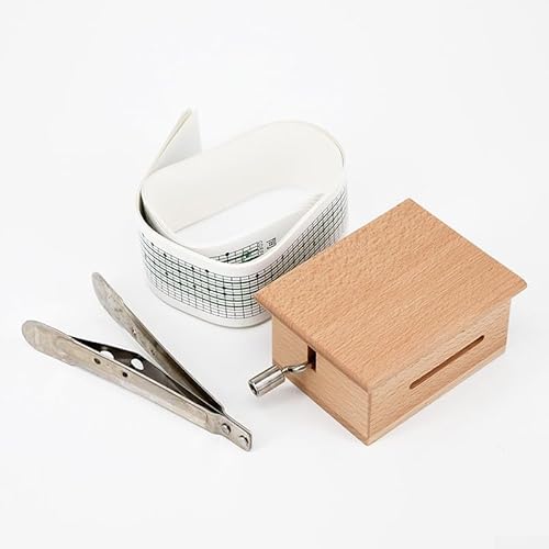 Kit fai da te, carillon in legno a manovella, con punzonatrice e nastri di carta bianchi, per lavori artigianali, kit musicale per adulti