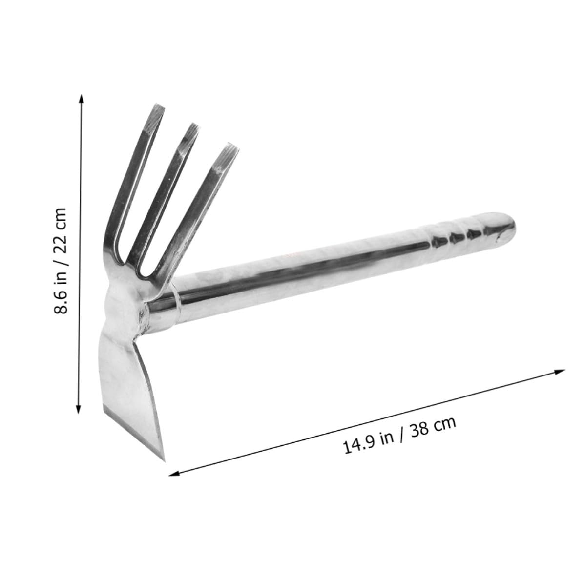 Azada de Acero Inoxidable para Jardinería Mango Resistente, Adecuado para Cavar, Remover Tierra y Plantar Flores Jardín