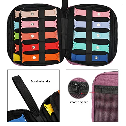 PACMAXI 20 Watch Bands Storage Carrying Case Compatible with Watches,Expandable Watch Band Holder Stores 20 Watch Bands Fit for Most Sizes of Watch Straps,Organizer for Watch Bands, Bag Only (Purple) - Thumbnail 3