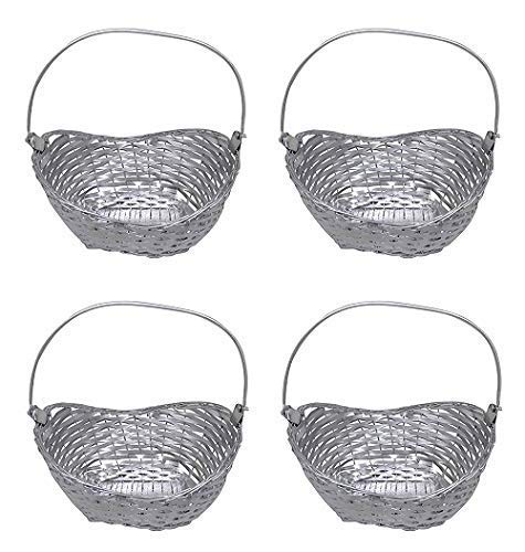 Baal Decorative Metal Basket for Dry Fruits and Gift Packing Set of 4 Pcs (Silver) Pack of 1
