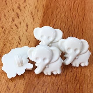 Always Knitting & Sewing - 10 x Nellie The Baby Elephant 15mm x 15mm Shank on Back 8 Colours to Choose from (White)