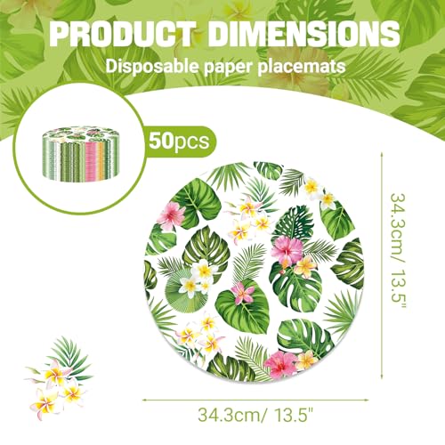 Hawaiian Luau Paper Placemat Disposable, 13.5 Inch Tropical Tiki Themed Paper Placemats for Summer Beach Wedding Birthday Party, Aloha Theme Birthday, Banquet Table Settings by SMUAENSS - Used condition - Image 2