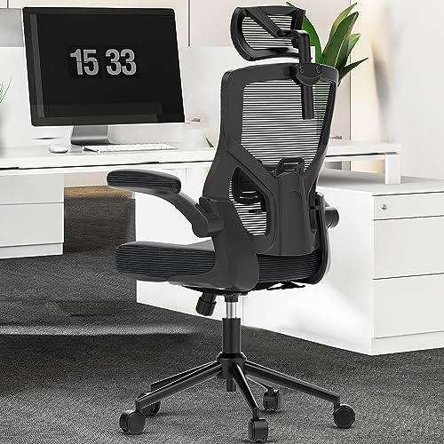 π―πΆπ΄π¬ πΆπππ°πͺπ¬ πͺπ―π¨π°πΉ, Ergonomic Mesh Desk Chair, High Back Computer Chair- Adjustable Headrest with Flip-Up Arms, Lumbar Support, Swivel Executive Task Chair (Modern, Black) π―πΆπ΄π¬ πΆπππ°πͺπ¬ πͺπ―π¨π°πΉ, Ergonomic Mesh Desk Chair, High Back Computer Chair- Adjustable Headrest with Flip-Up Arms, Lumbar Support, Swivel Executive Task Chair (Modern, Black)