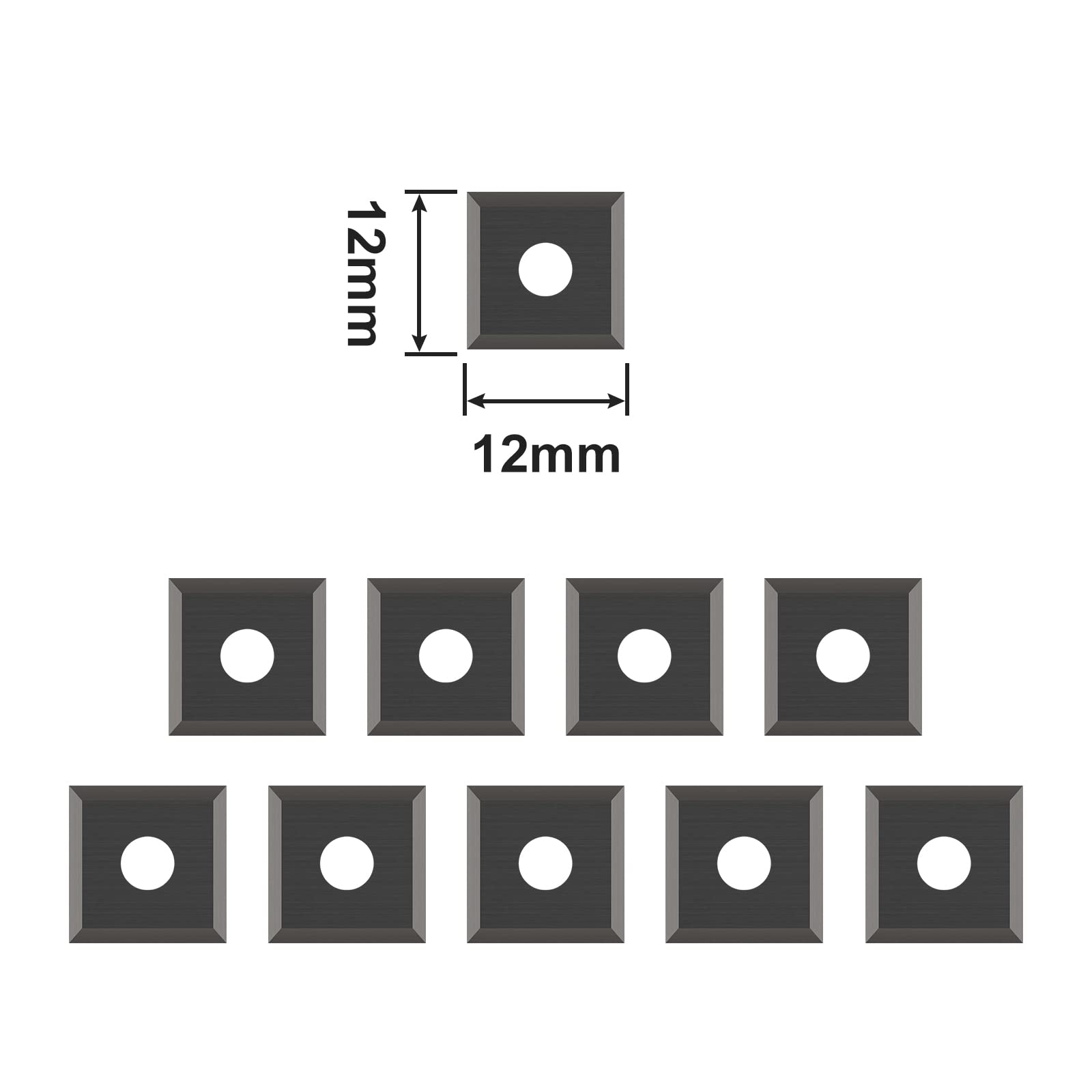 CPROSP 10 Lames de Rechange pour Fraises à Surfacer, 12mm*12mm*1,5mm