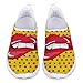 Jndtueit Polka Dots mit Kiss Lips Print Damen Luftkissen Laufschuhe-Sommer Atmungsaktives Mesh Fashion Sneakers Tennis Wanderschuhe,Rot Gelb