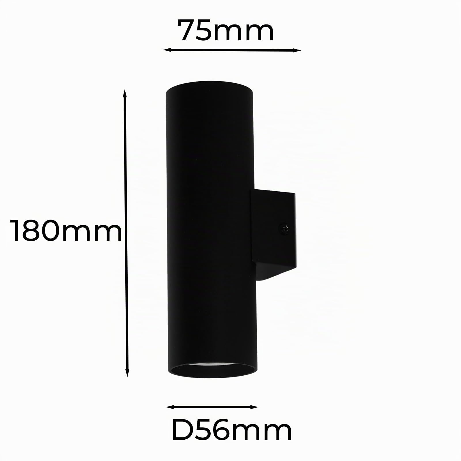 Alpinaluz Applique da Parete Up & Down con 2 Attacchi GU10, Design Cilindrico in Metallo, Lampada Decorativa da Interno per Corridoio, Camera e Soggiorno, IP20 (Nero)
