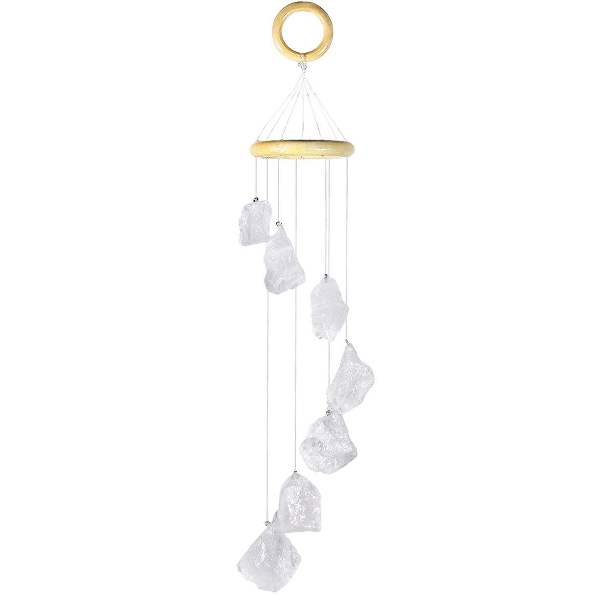 mookaitedecor Cristal de Roche Carillon à Vent en Pierre Brute Cristal Naturelle Décoration Maison Jardin Extérieur