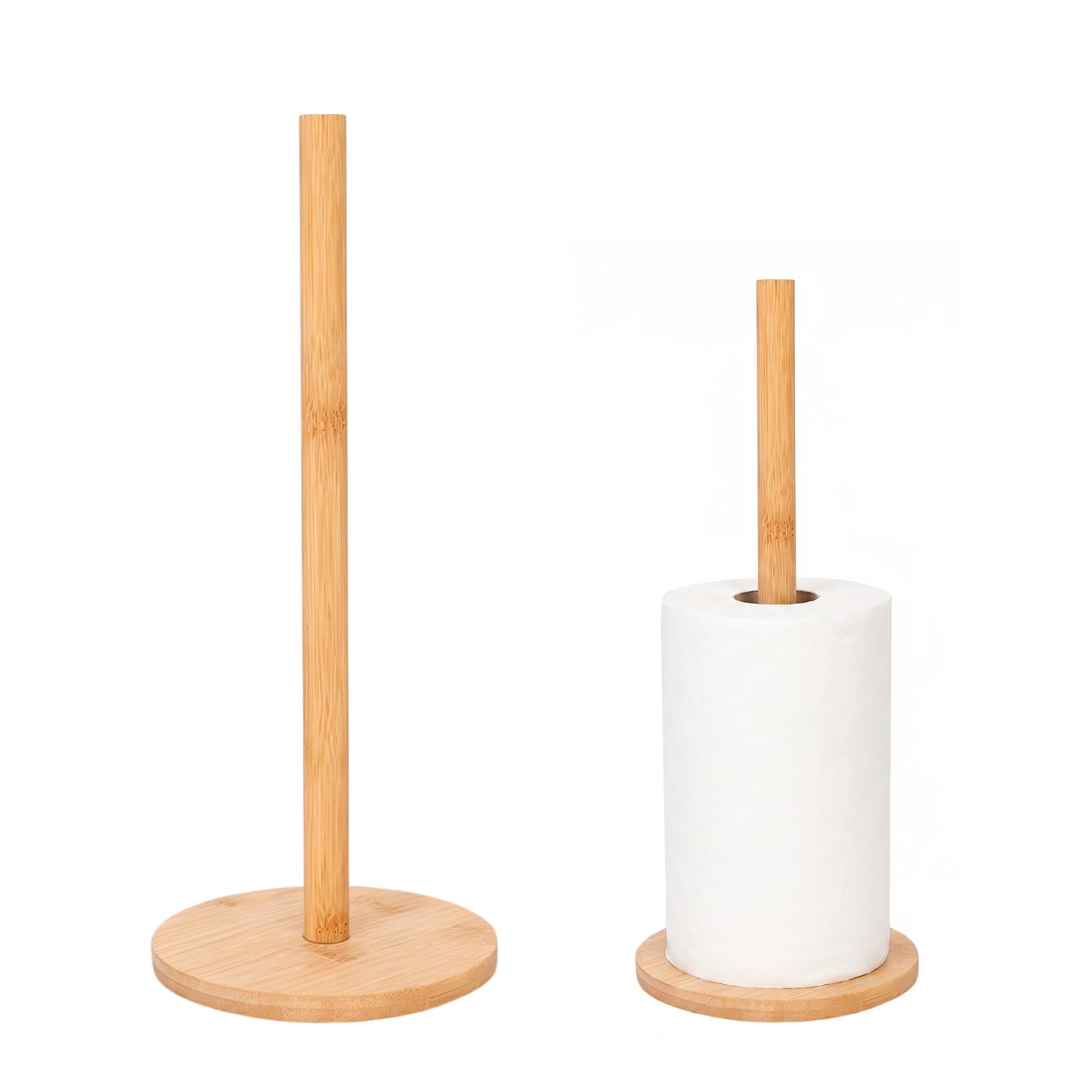 Bamboo Kitchen Roll Holder, 28 * 11.5cmFree Standing Wooden Paper Towel Holder Durable & Easy Clean Wooden Kitchen Roll Holders Non Slip Farmhouse Organizer Fits Most Size