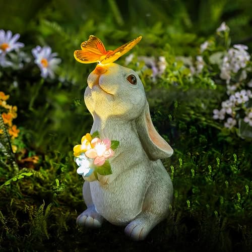 Editbar Solar Kaninchen Figuren Gartendeko für...