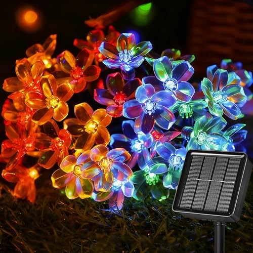 Fonysien Guirlande Lumineuse Solaire Fleur Jardin, 5M 50LED Etanche IP65 Lumières Florales 8 Modes...