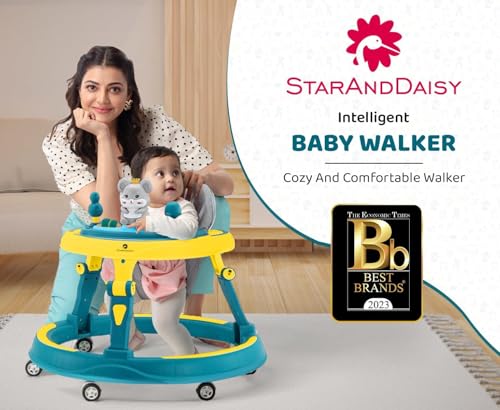 Image of StarAndDaisy 360 Baby Walker 6-24 Months / 7 Level Height Adjustment Walker for Kids Boy and Girl with Switchable Food & Musical Tray /Premium Baby Activity Walker - Green Yellow