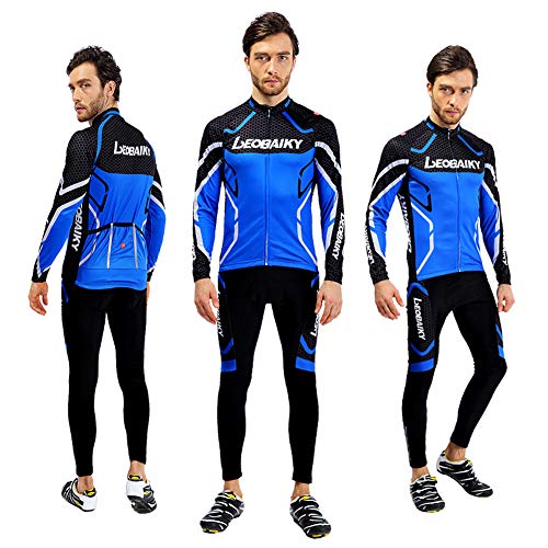 RMane Herren Radsport-Anzüge Fleece Fahrradbekleidung Set Radtrikot Langarm Radjacke + Radhose 3D Gepolsterte S - 2XL - Image 5