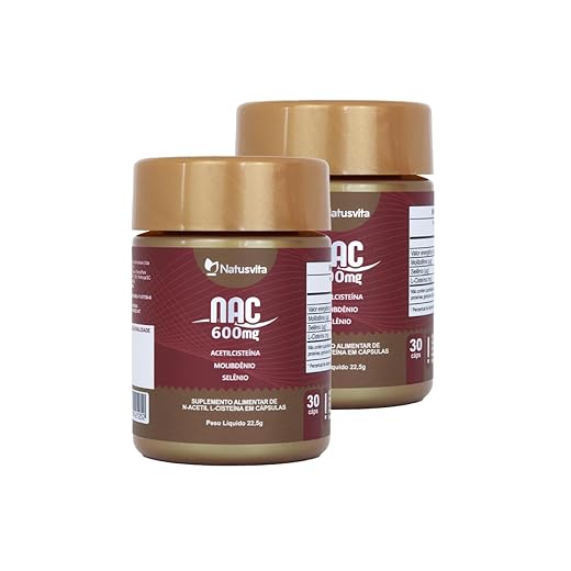 NAC N-Acetilcisteína 600mg + Molibdênio + Selênio em Cápsulas (2 und. 60 cápsulas.)