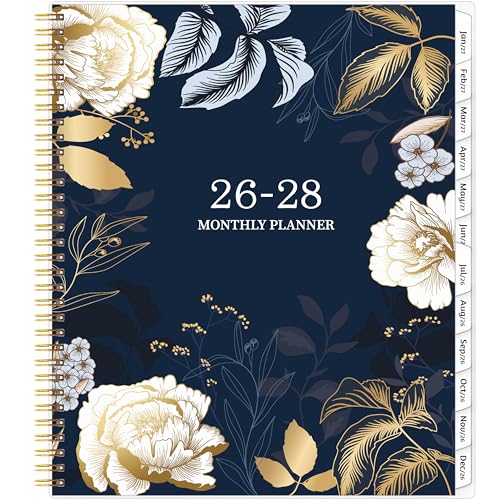2026-2028 Monthly Planner 2 Year Calendar Planner Jul 2026 - Jun 2028 8.5 x 11 Large Spiral Agenda 24 Months with Tabs Pocket Flexible Cover Organizer for Office Home School Black