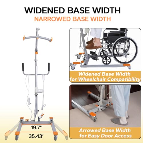 Image of Electric Patient Lift with Sling, 350LBS Body Transfer Lift, Plug-in Powered Full /Partial Paralysis Mobility Aid, Medical Transfer Hoist for Home Care, Hospital & Healthcare Facilities