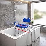 Gateway Premium Sliding Shower Chair Bath Transfer Bench with Swivel Padded Bath Tub Seat for Tubs and Shower, for Handicap & Seniors Mobility & Daily Living, Blue