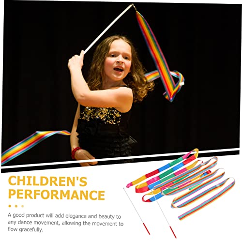 Happyyami 4 Peças Fita De Ginástica Fita Artística Varinha De Ginástica Dança Arco-Íris Fita De Gorg