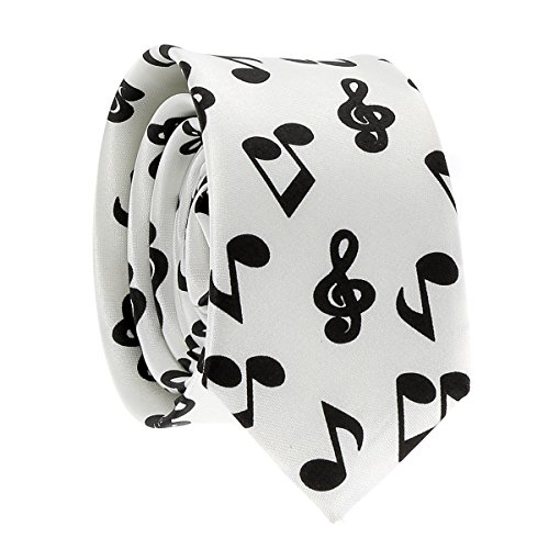 Cravate Note de Musique Blanche et Noire - Cravate Fantaisie Originale