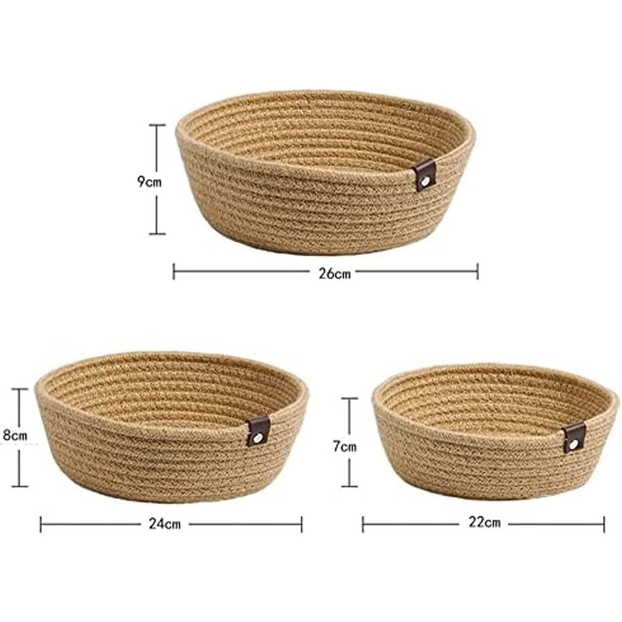 Panier de rangement en corde de coton et boucles en cuir de qualité supérieure