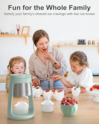 CROWNFUL Shaved Ice Machine, Snow Cone Machine with 2 Ice Cups, Ice Shaver Machine for Snow Cones, Snowballs, Frozen Cocktails and More, Easy to DIY with Snow Cone Syrup at Home,Gifts for Men&Women - Thumbnail 2