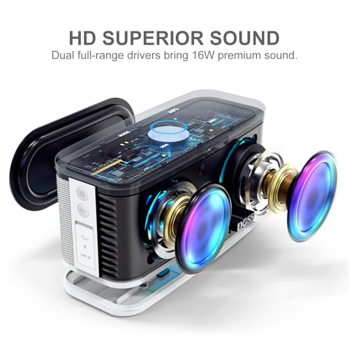 DOSS SoundBox Plus Bluetooth Speaker with Superior Sound, Bluetooth 5.0, Wireless Stereo Pairing, Built-in Mic, 20H Playtime, Portable for Hking, Beach, Camping. Outdoor, Home - White. Upgrade version - image 2
