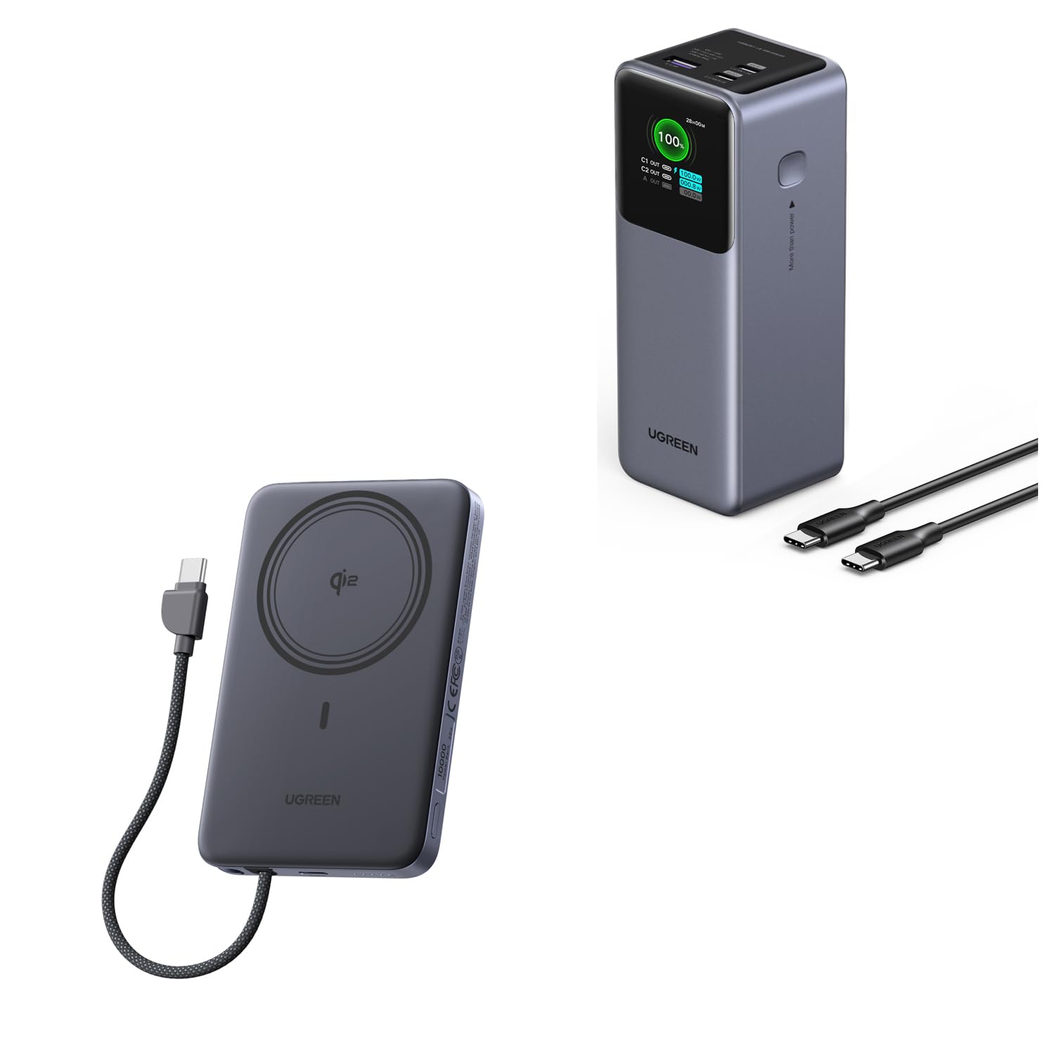 UGREEN Qi2 15W Ultra Slim Power Bank MagSafe 10000mAh USB C PD 30W