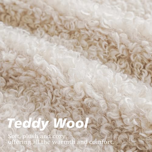 Image of Foindtower 2 Pieces 24x24 Inch Neutral Cream, Faux Fur Throw Pillow Cover Accent Sherpa Pillow Fuzzy Soft Pillowcases Sheepskin Decorative Fleece Cushion Case for Bed Couch Living Room