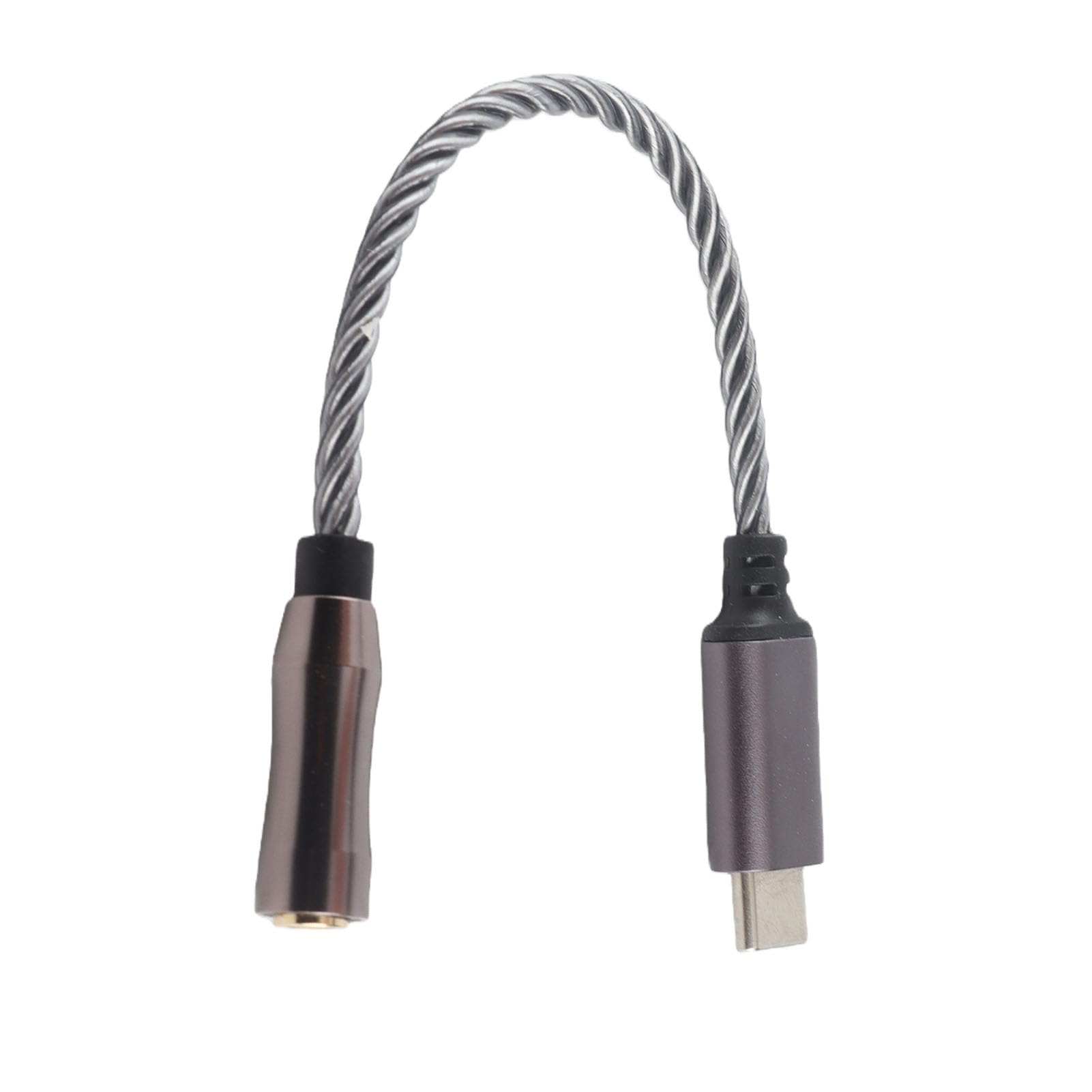 AMONIDA Adattatore Amplificatore per Cuffie da Tipo C a 3,5 Mm Qualità Premium per gli Amanti della Musica Costruzione Placcata Argento da 15 Cm (Grigio freddo)