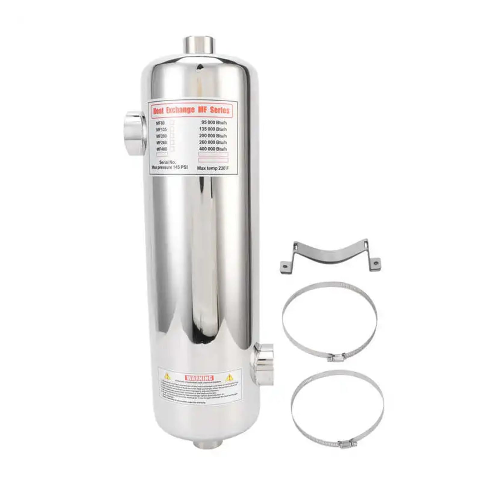 Intercambiador de calor for piscina de 60/40 kW, calentador de líquido de acero inoxidable for spa, calefacción solar de piscinas, termostato de piscina, calentador de circulación. Calefacción rápida