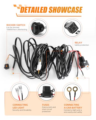 Faisceau de câblage 1 câble pour barre LED 12V avec interrupteur relais auto - 4