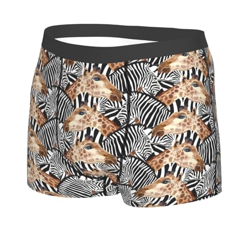 Zebra and Giraffe Print Men's Sexy Underwear Classical Boxer Briefs Stretch Support Trunks2