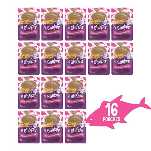 Friskies Purina Pureed Cat Food Topper,Lil’ Shakes with Scrumptious Salmon Lickable Cat Treats - 1.55 oz. Pouches,(Pack of 32) - image 2