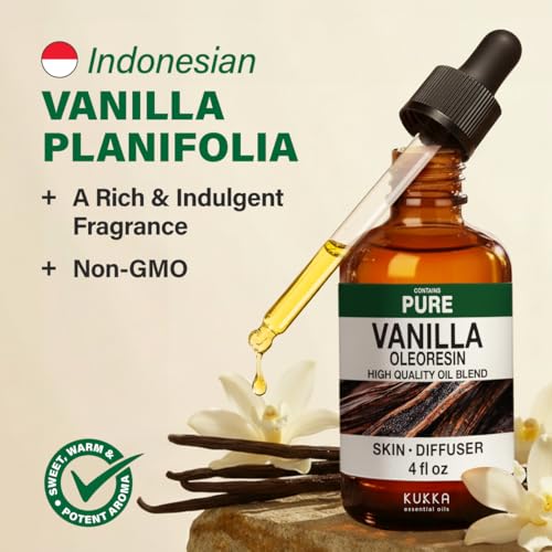Image of 100% Pure Vanilla Oil - 4 Fl Oz Vanilla Essential Oil for Hair, Skin, Diffuser, Aromatherapy & DIY Soap Making Scent