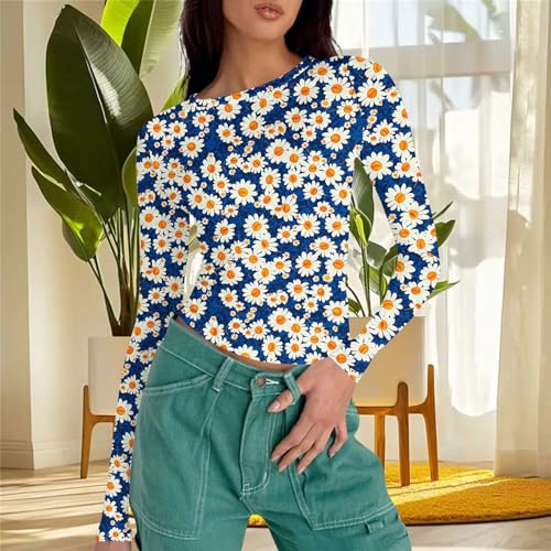 Long Sleeve Shirts for Women Fall Fashion 2025 Basic Crop Tops Cute Printed Going Out Slim Fit Y2K Clothes Teen Girls3