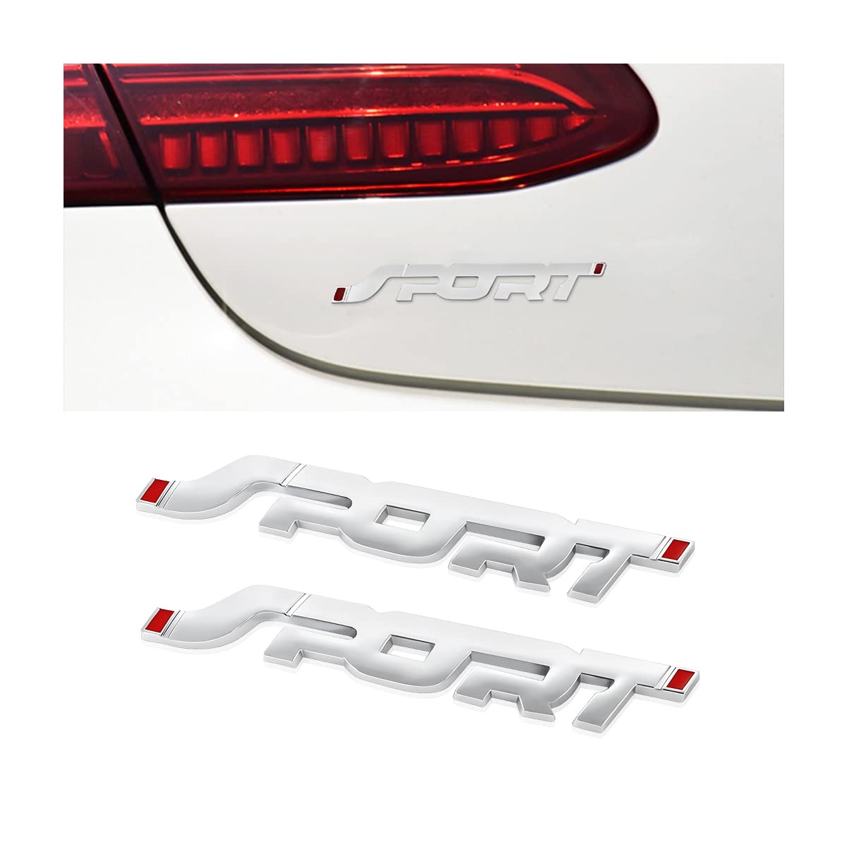 2 Piezas Emblema Sport, Sport 3D Etiqueta Engomada del Coche De Metal Calcomanías, Auto Car Trunger Sport Sport Letter (Black