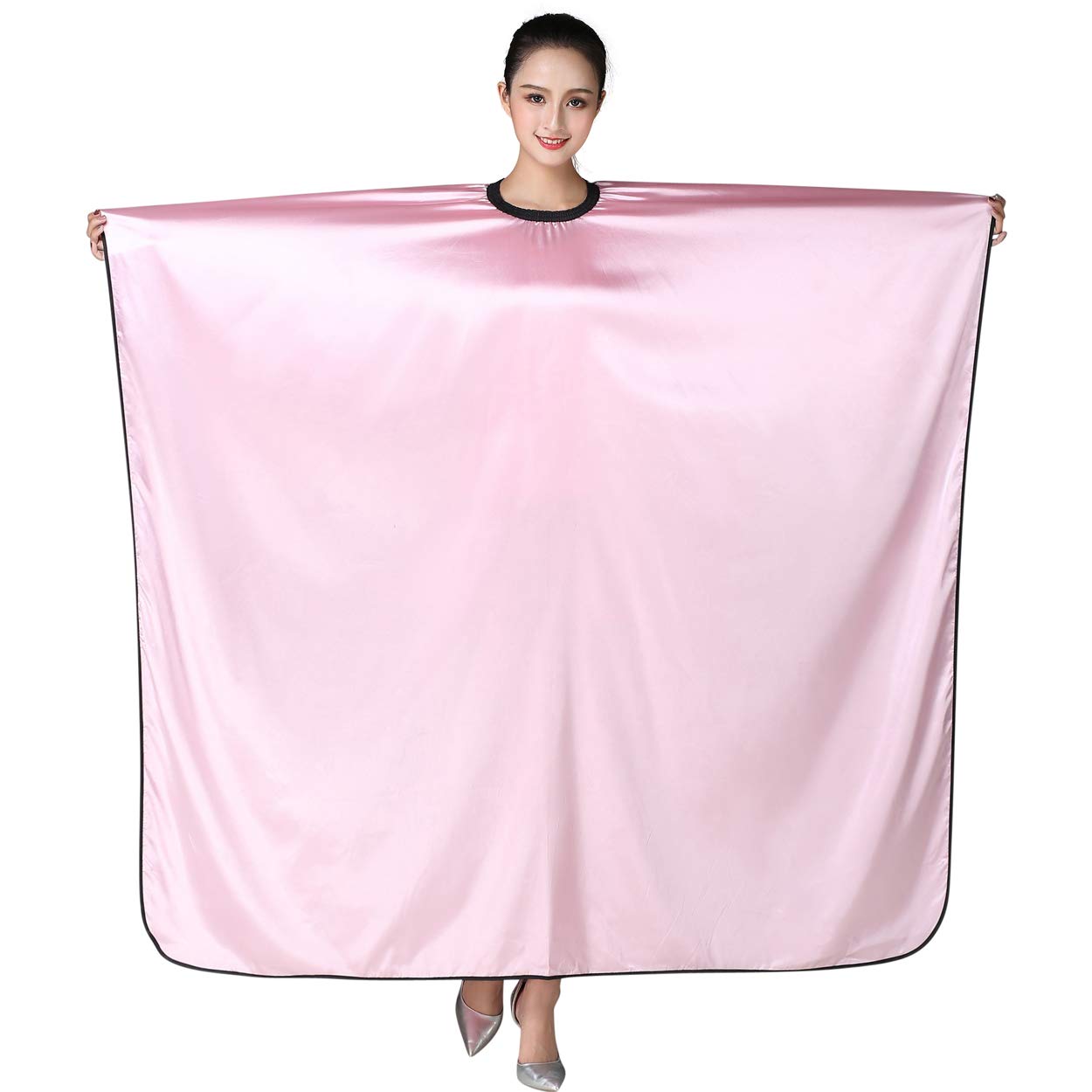 KAHOT Salon Barber Cape for Adults Large Hair Cutting Cape Imitation Silk Professional Haircut Waterproof Shampoo Household Capes Wrap,55"x66" (Rose pink), Rose Pink, L