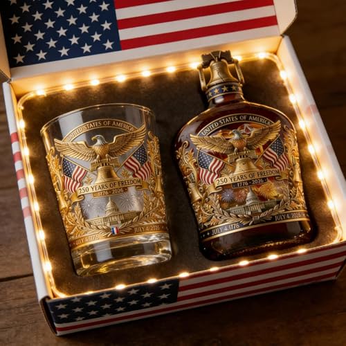 Set de botella de whiskey premium con grabado de águila para exhibición 8