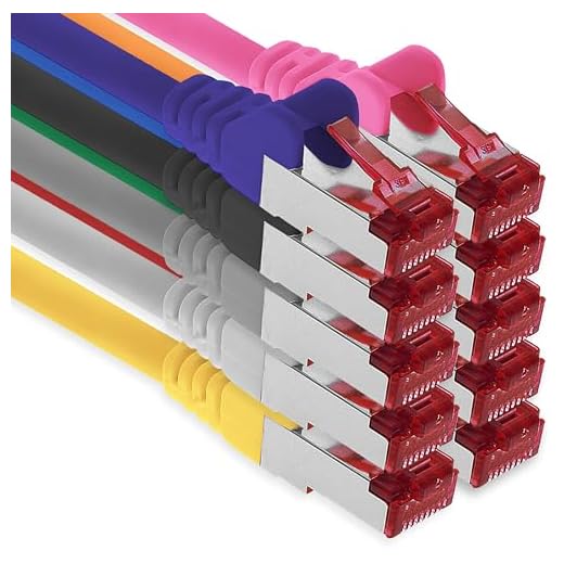 0,25m - 10 Colores - 10 Piezas - CAT6 Ethernet LAN Cable de Red Set 1000 Mbit/s Patchkabel CAT6 S-FTP Doble blindado PIMF 250MHz halógenos Compatible con CAT5 CAT6a CAT7 CAT8